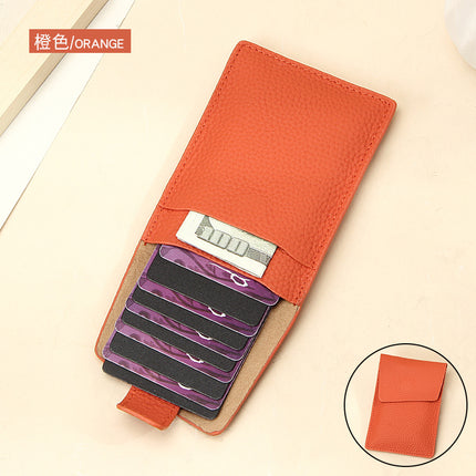 New ultra-thin lightweight leather card case multi-card pull-out ID set simple solid color ID card set Wholesale