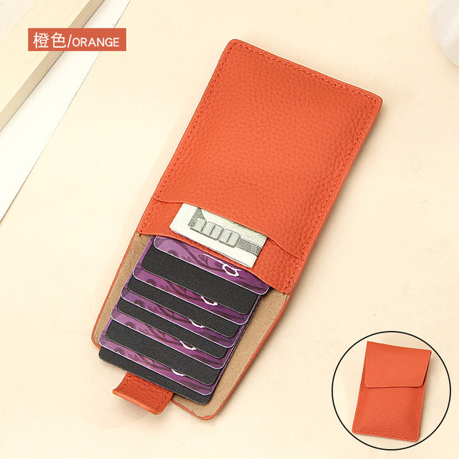 New ultra-thin lightweight leather card case multi-card pull-out ID set simple solid color ID card set Wholesale