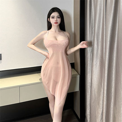 Slim Fit Sexy Nightgown Hot Sling Nightgown Irregular Skirt Thin Sexy Nightgown Bed Attack Speed Skirt 2418
