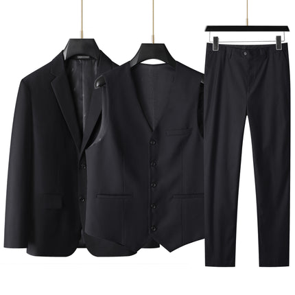 Fat Man 2025 Spring and Autumn New Men's Loose Plus Size Plus Size Business Casual Suit Three-Piece Suit