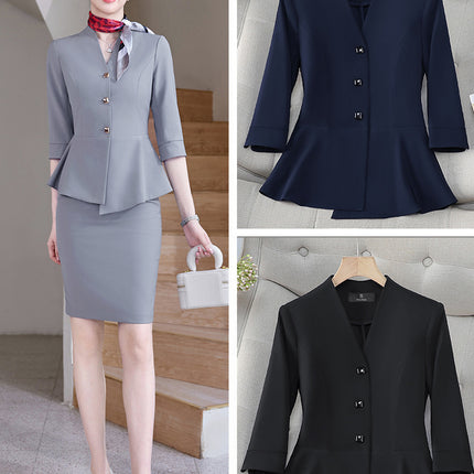 Business wear temperament goddess fan half sleeve suit hotel front desk tooling sales department beauty salon jewelry shop overalls