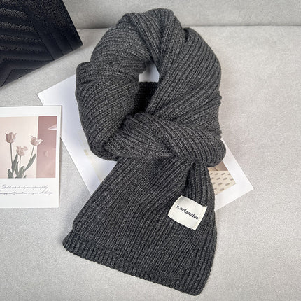 White Scarf Women's Winter Red Wool Thickened Knitted Warm Scarf 2023 New Korean Style All-match High-end Sense