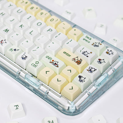 XDA Height Pacha Dog Theme Pattern Yellow Green Keycap Thermal Sublimation Mechanical Keyboard Cap Small Full Set PBT Keycap