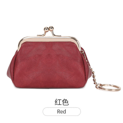 Retro Clip Coin Purse 2024 New Girls Compact Portable Key Bag Solid Color Easiest for Match Coin Storage Bag
