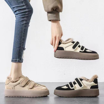 Z Student Dad Shoes 2024 New Thick-Soled Furry Plush Warm Versatile Cotton Shoes Casual Popular Skateboarding Winter Shoes