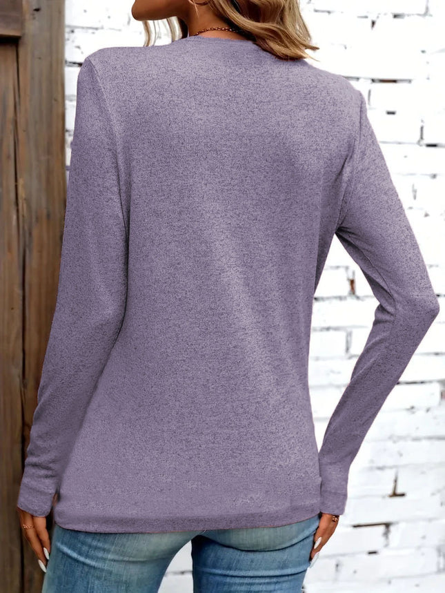 European and American Cross-Border 2024Temu Amazon Hot New Products Spring, Autumn and Winter Square Collar Button Casual Sweater Long-Sleeved T-Shirt
