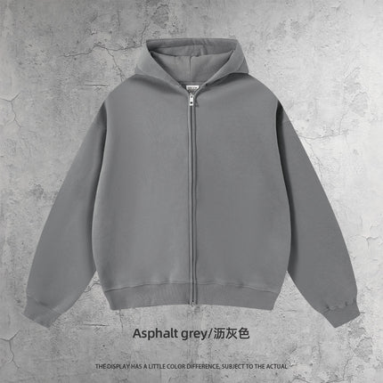 Cai Xiang Island Men's Clothing | European and American Style Heavyweight Boxy Short Wide Fleece Hooded Sweatshirt Set Men's Zip-Up Hoodie Set