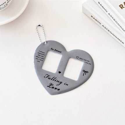 Monvkaka Dual 1inch Card Holder Double Grids Heart-Shaped Cp Card Holder Bag Hanging Id Photo Star Chasing Small Card Storage Keychain