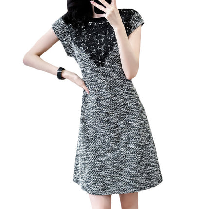 Cross-Border Hot-Selling Two-Piece Set 2025 New Style Small Fragrance Rhinestone Dress + Mesh Skirt Set