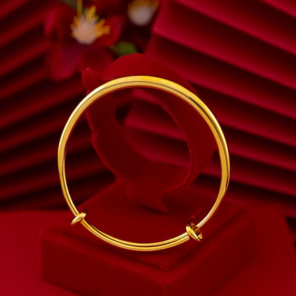 Vietnam Sha Jin Round Belly Smoothed Push-Pull Bracelet Brass Gold-Plated Women's Fashion Simple Jewelry Live Supply