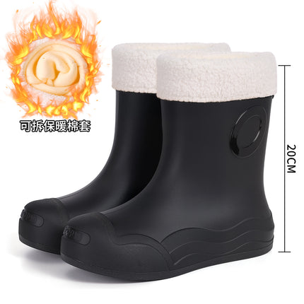 Cross-Border Hot-Selling Fashionable Mid-Calf Women's Rain Boots New Outdoor Waterproof Shoes Non-Slip Casual Water Boots Women's Rain Boots Rubber Shoes