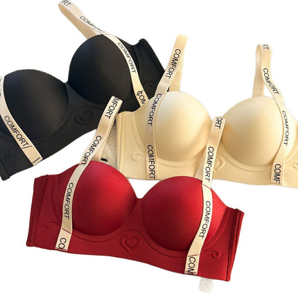 Cross-Border Popular Style No-Wire, Traceless Underwear for Women, Lifting and Supporting Breasts, Small Breasts, Push-Up and Enlargement, Adjustable Letter Bra
