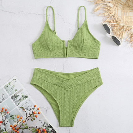2024 New European and American Bikini Women's Swimsuit High Waist Sexy Swimwear Fashionable Separates Swimsuit Special Material Fabric