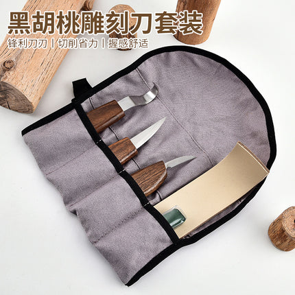Square Handle Carving Knife, Wood Carving Knife, Cloth Bag Set, 6-Piece Set, Wood Carving Knife, Scoop Knife, Woodworking Carving Knife, Handmade Wood Carving Knife