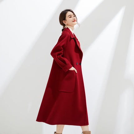 2025 New Autumn and Winter Double-Sided Wool Outwear Women's Extended Suit Collar Loose Slimming Look 100% Pure Wool Outwear