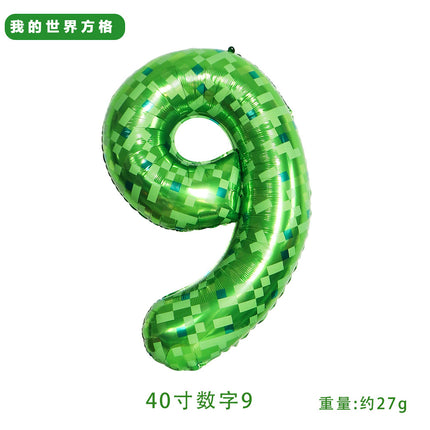 40inch Number Balloon Green Plaid Balloon Cross-Border Party Layout Scene Atmosphere Aluminum Film Balloon Numbers