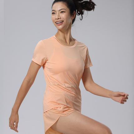 Women's Slim-Fit T-Shirt, Three-Dimensional Cut, Breathable, Versatile Summer Commute Base Shirt, Round Neck Running Shirt, Yoga