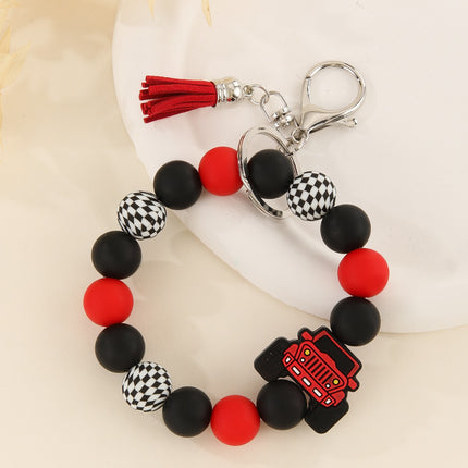 Cross-Border Creative Car Silicone Keychain J Tassel Wrist Pendant Christmas Apple Style Exquisite Accessory