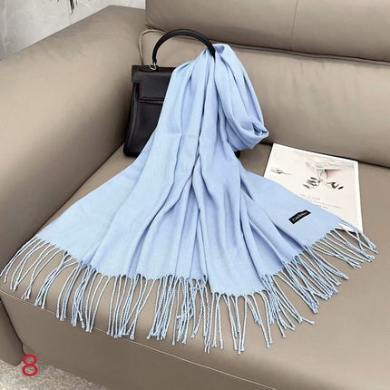 Solid color cashmere scarf women's thin scarf long air conditioning shawl autumn and winter warm Malaysia headscarf wholesale