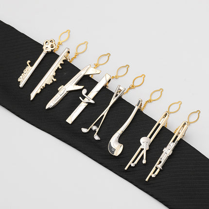 Boutique Fashion Personality Tie Accessories Men's Suit Tie Clip Sail Aircraft Musical Instruments Creative Tie Clip Two-color