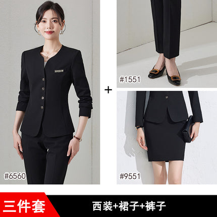 High-end professional suit suit female autumn high-end temperament jewelry hotel manager front desk reception beauty salon overalls