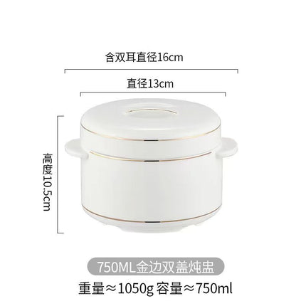 Water-proof Stew Pot Chunky Stew Pot Ceramic Steamed Egg Stew Pot with Lid Double Lid Soup Pot Household Bird's Nest Size Inner Pot Steaming Pot
