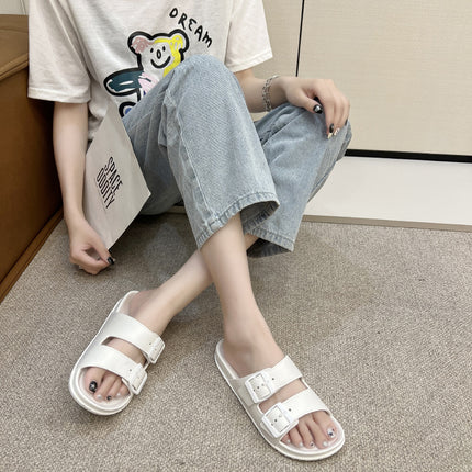 Summer Slippers for Men and Women Wear Soft Bottom Non-slip One-word Trash Popular Fashion All-match Beach Men's Slippers
