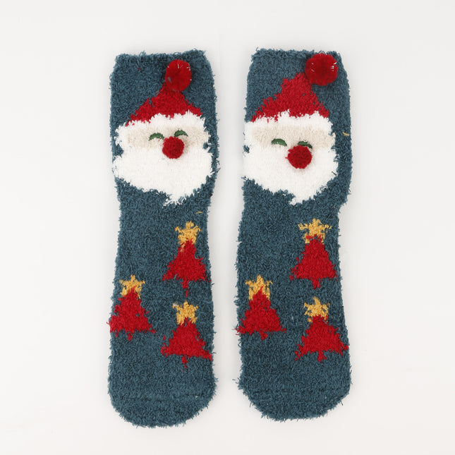 Christmas socks women's Christmas tree socks winter thick warm coral fleece sleep socks cartoon elk snowman