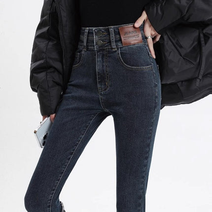 plus size Skinny Jeans Women's Trendy All-match New High Waist Slimming Slim-fit Stretch Pencil Boots Trousers