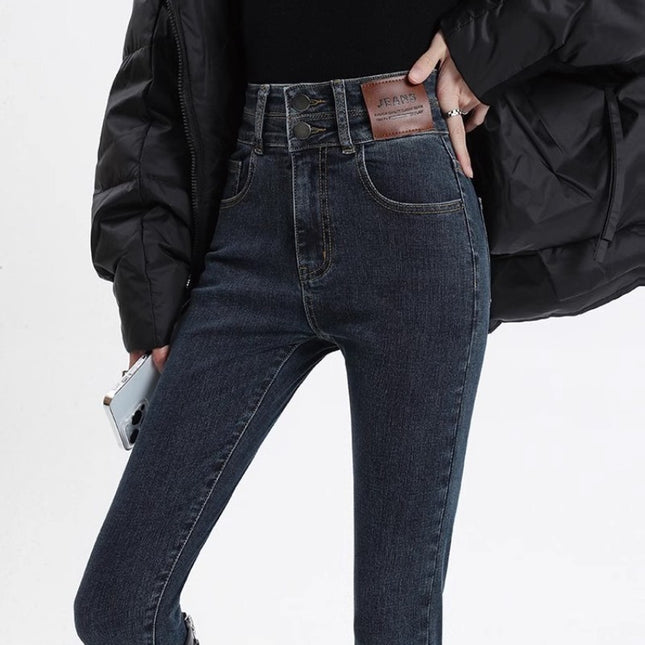 plus size Skinny Jeans Women's Trendy All-match New High Waist Slimming Slim-fit Stretch Pencil Boots Trousers