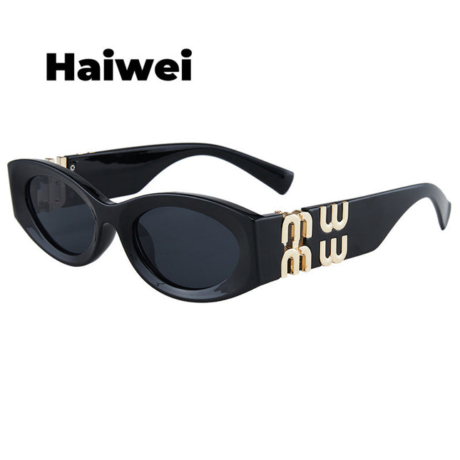Cross-Border Popular Miuji Letter Cat-Eye Sunglasses Ky2 Sexy Female European and American Style High-End Retro Fashion Sunglasses