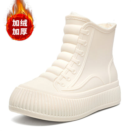 Cross-Border Rain Boots, Winter Velvet Warm Water Shoes, Women's Fashionable Short Rain Boots, Car Wash Kitchen Non-Slip Waterproof Rubber Shoes