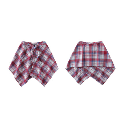 A generation of hair folding artifact color plaid fart curtain one-piece lace-up high street irregular hem Joker skirt