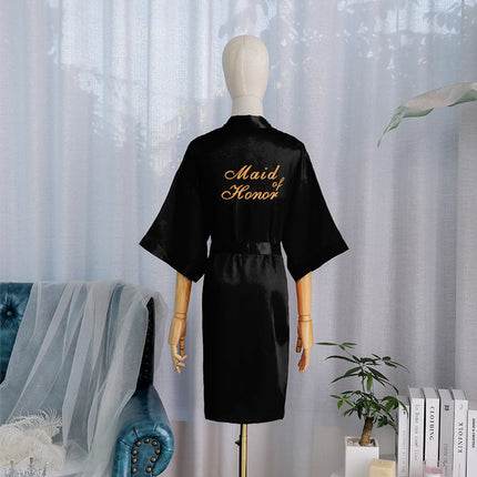 bride Gown morning Gown Lady nightgown wedding makeup bridesmaid group wedding kimono imitation silk cardigan bathrobe