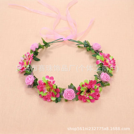 Beautiful Mori Women's Hair Flower Korean Style Hair Band Seaside Beach Wreath Headwear Mori Women's Super Fairy Wreath Headwear New Hair Accessories
