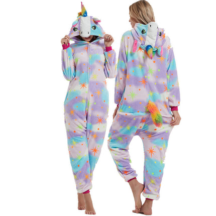 Autumn and winter new flannel gilded stars Tianma adult animal cartoon one-piece pajamas manufacturers home clothes wholesale