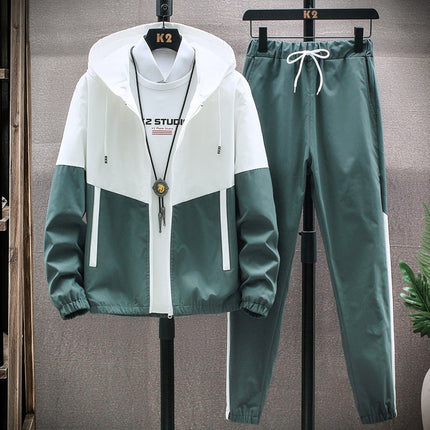 Cross-border wholesale new men's sportswear suit men's autumn casual Korean style leggings hooded two-piece suit