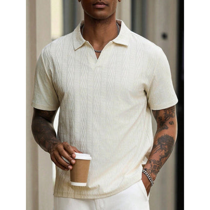Autumn New Cross-Border Export Shirt Men's Pure Color Short-Sleeved Casual Burnt Flower Embroider