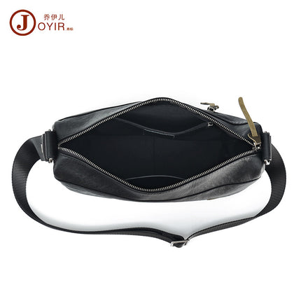 Cross-Border First-Layer Cowhide Trendy Brand Men's Bag Vegetable Tanned Leather Casual Shoulder Bag Commuter Men's Bag High-End Crossbody Bag