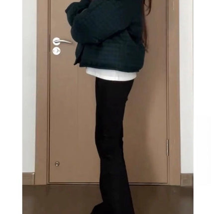 Black Extended Flared Jeans for Women, Spring New High-Waisted Stretchy Slimming Tall Floor-Length Bootcut Pants