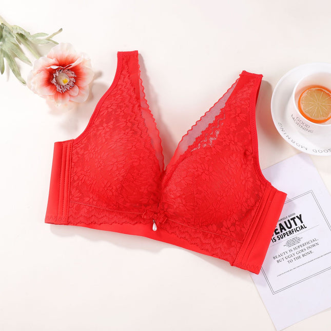Thin Upper and Thick Lower Non-magnetic New Style Comfortable Underwear without Steel Rings for Women Gathering and Tucking Paramilis Skin-friendly Breathable Adjustable Bra