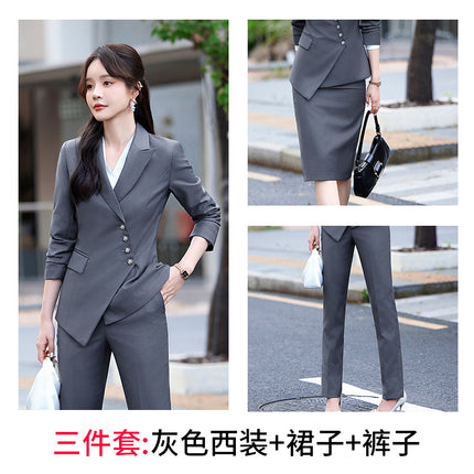 Professional Suit suit Women's Senior Sense 2024 Spring and Autumn New Hotel Front Desk Beauty Salon Overalls Suit Jacket