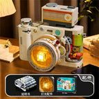 Retro camera - crescent white [with light + removable lens]