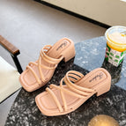 high heel ribbon brown / 36-37