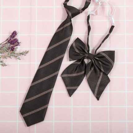 Japanese and Korean striped jk/dk college style men's and women's red cyanotic gray blue shirt accessories tie-free collar set