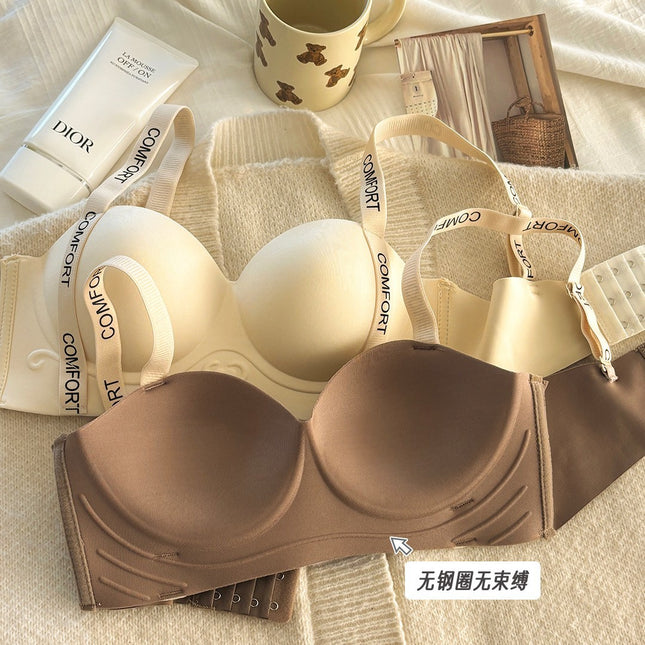 Cross-Border Popular Style No-Wire, Traceless Underwear for Women, Lifting and Supporting Breasts, Small Breasts, Push-Up and Enlargement, Adjustable Letter Bra