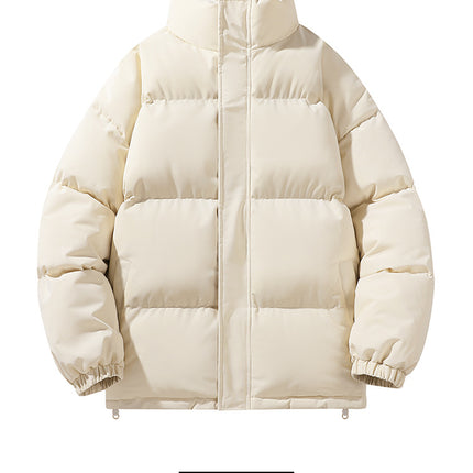 Solid Color Cotton Jacket for Men and Women, Couple's Stand-Collar Puffer Jacket, Winter Cold-Proof, Warm, Thick, Versatile Cotton Coat, Winter Style