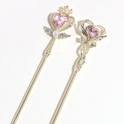 Girl's Love Rhinestone Magic Wand Hairpin Daily Simple Fashion Sweet Hairpin High-end Pearl Hairpin Hair Accessories