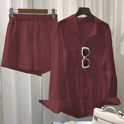 Single Piece/Complete Set 2025 Southeast Asia New Suit Cotton and Linen Shirt Shorts Casual Two-Piece Set Wholesale