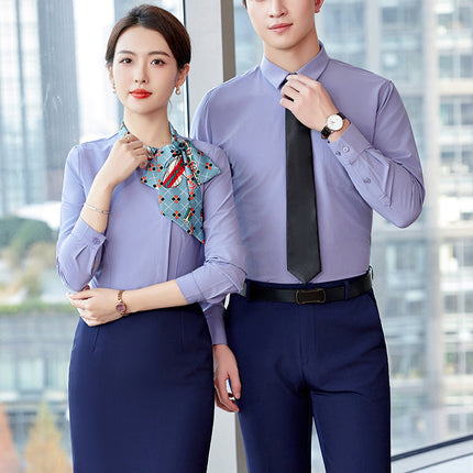 White Shirt Women's Business Wear New Jewelry Shop Beauty Salon Stewardess Uniform Work Clothes Non-ironing White Shirt